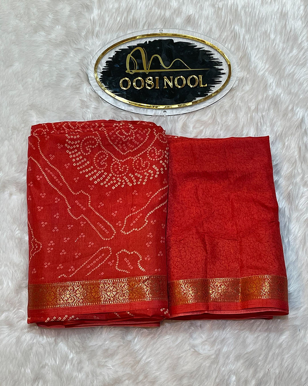 Bandhani Print Georgette Saree (Red)