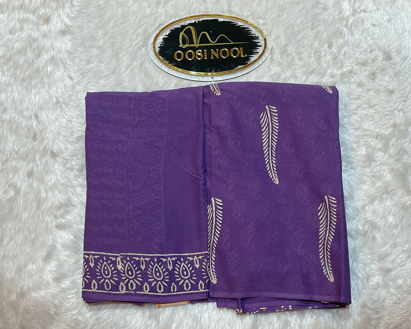 Ajrakh Print Mulmul Cotton Saree (Purple)