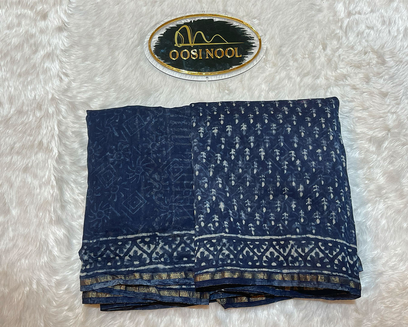 Chanderi Silk Saree (Navy Blue)