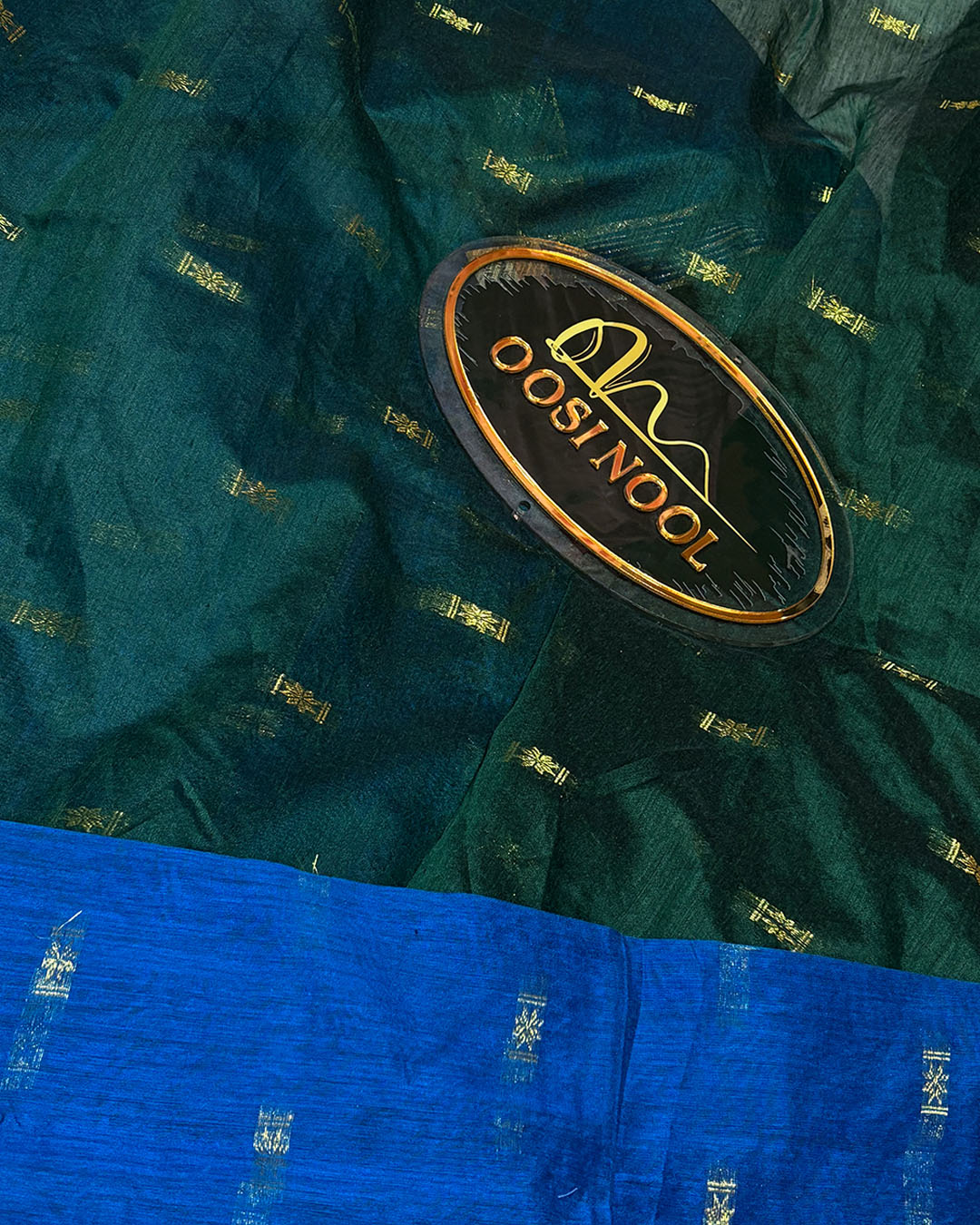 Mangalagiri Cotton Saree (Dark Green with Royal Blue)