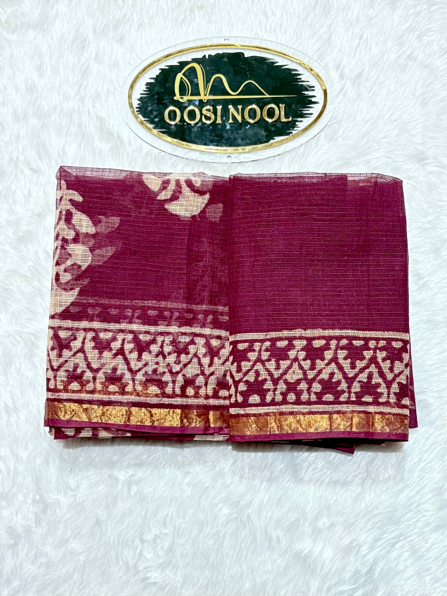 Kota Cotton Floral Saree (Dark pink)