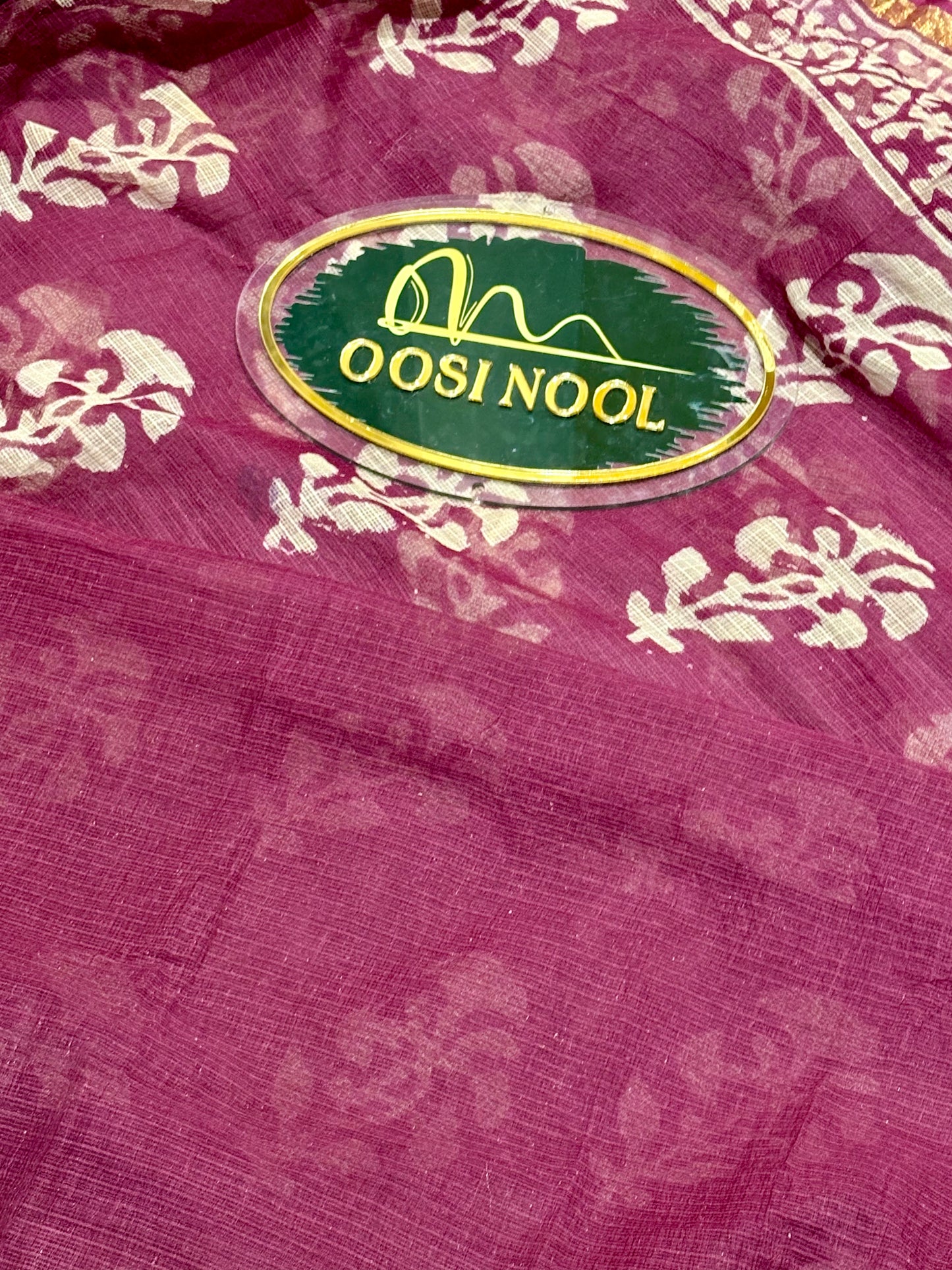 Kota Cotton Floral Saree (Dark pink)