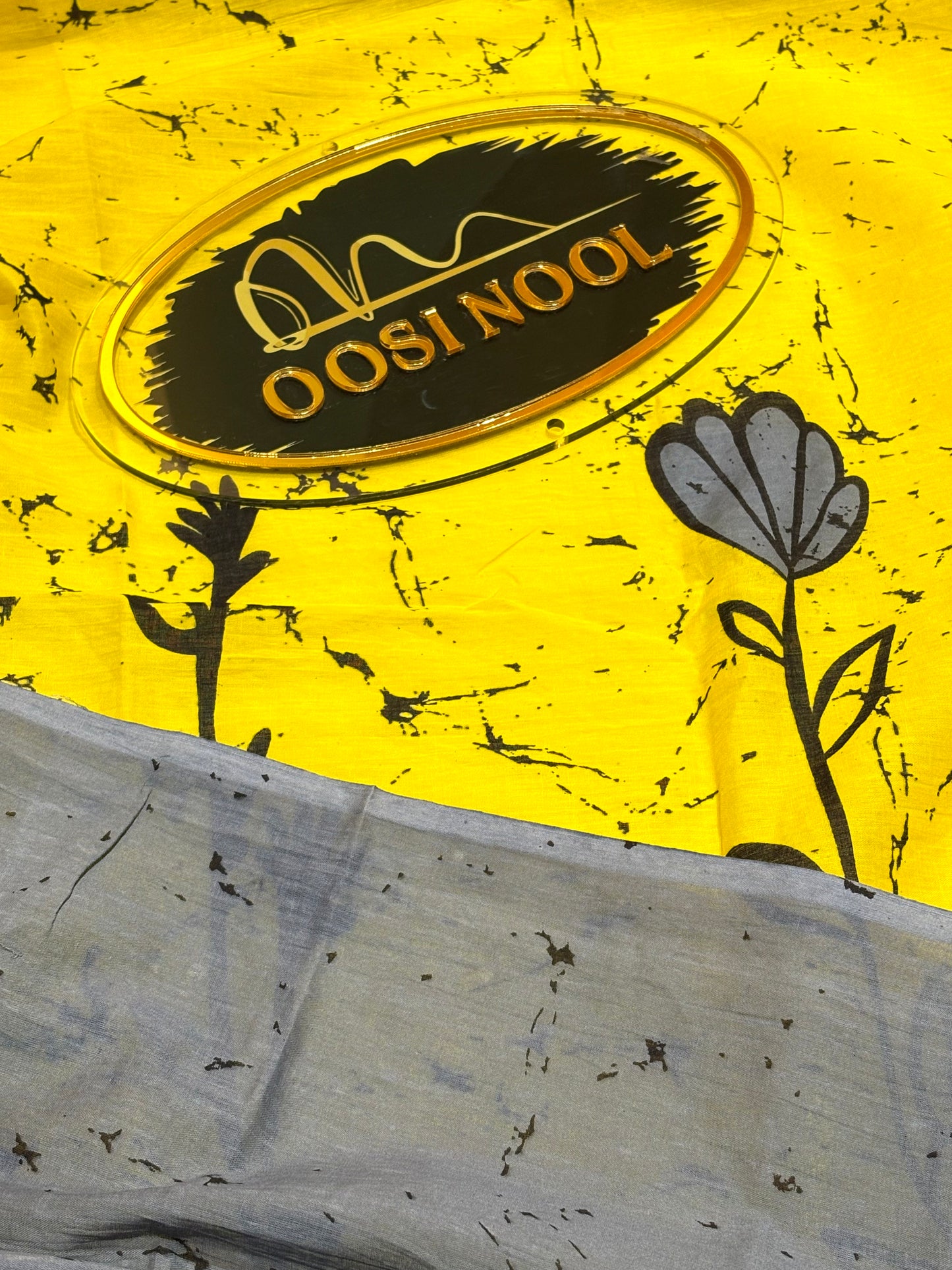 Yellow Grey Cotton Saree