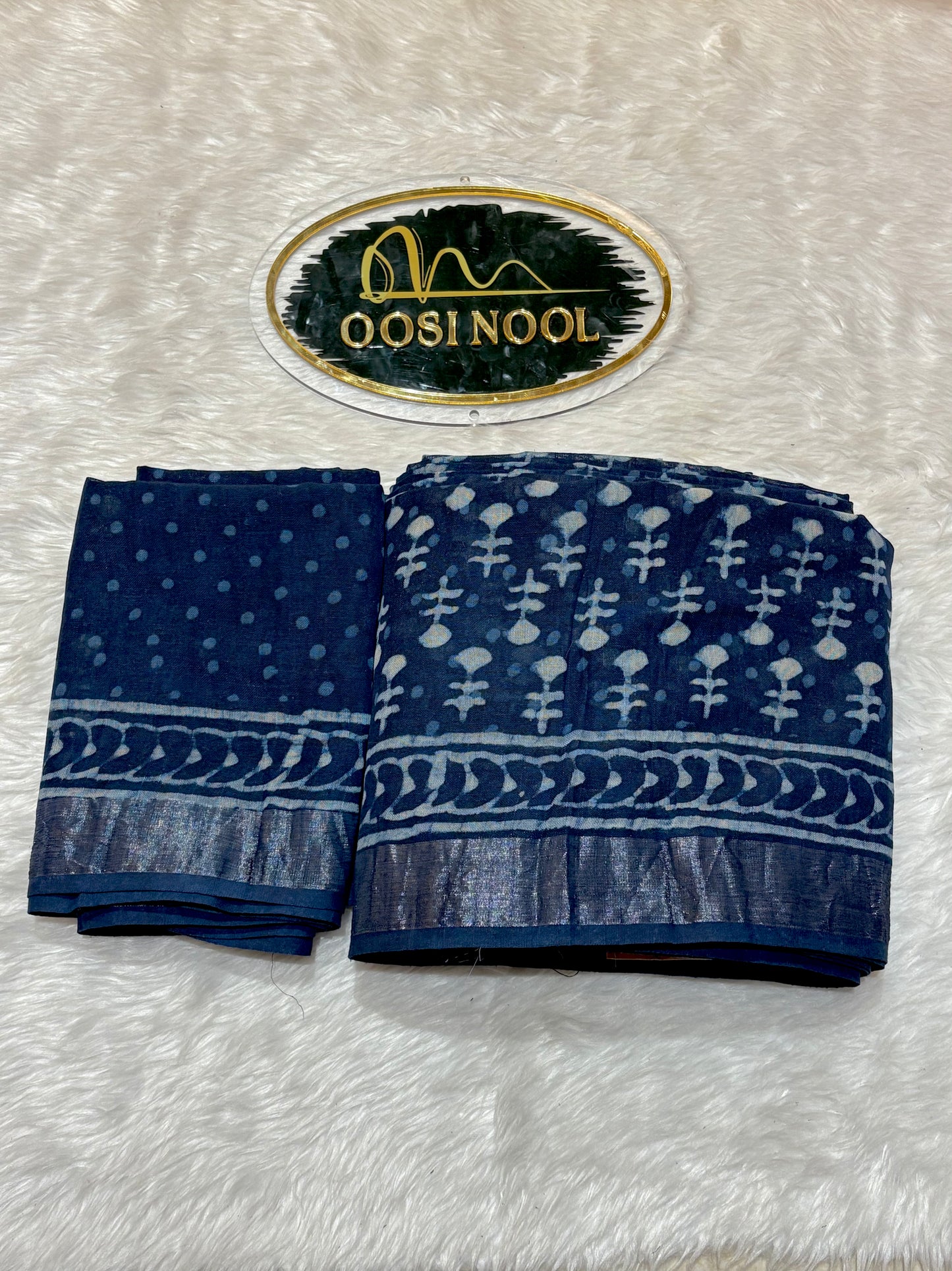 Navy blue Cotton Saree