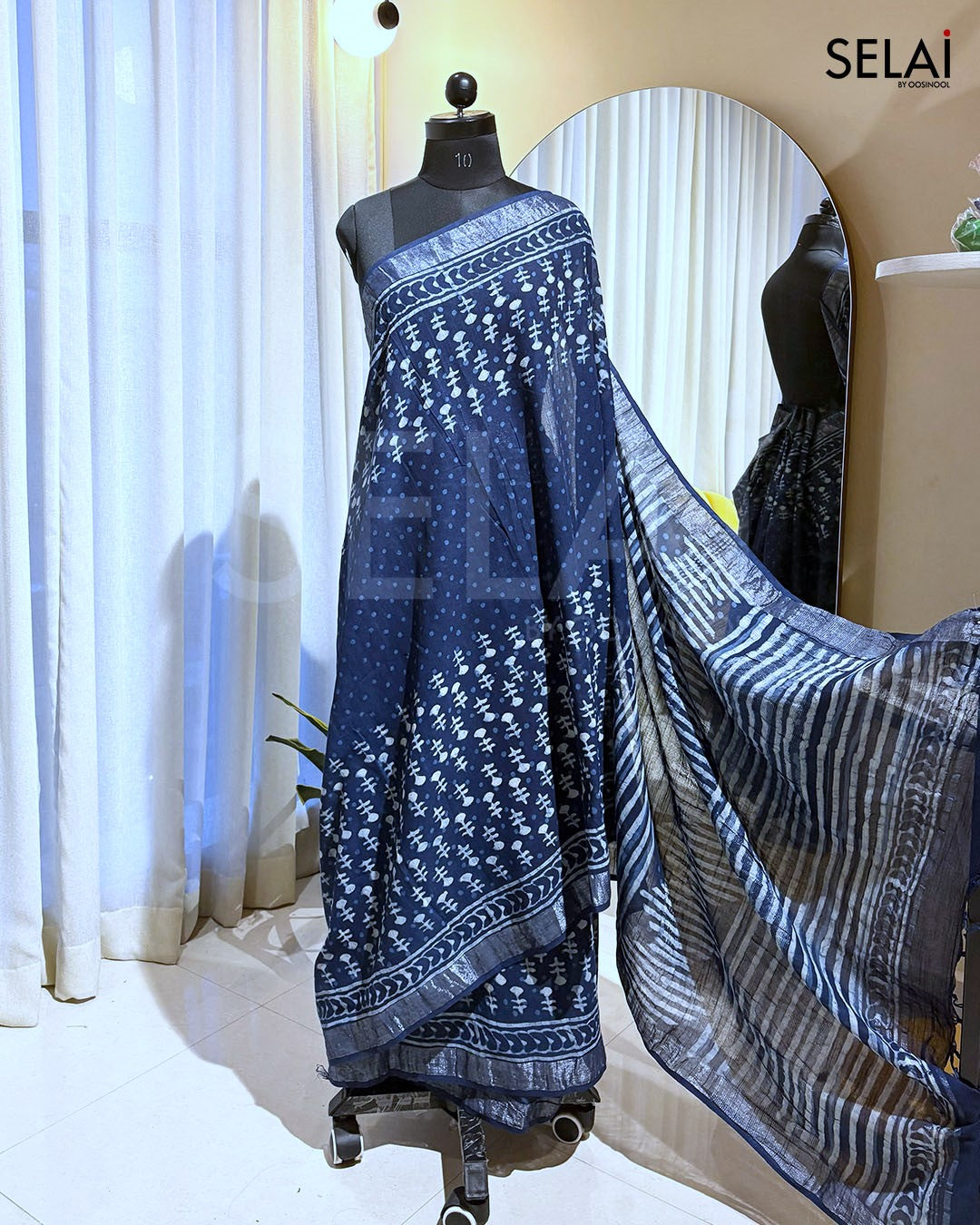 Navy blue Cotton Saree