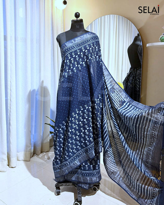 Navy blue Cotton Saree