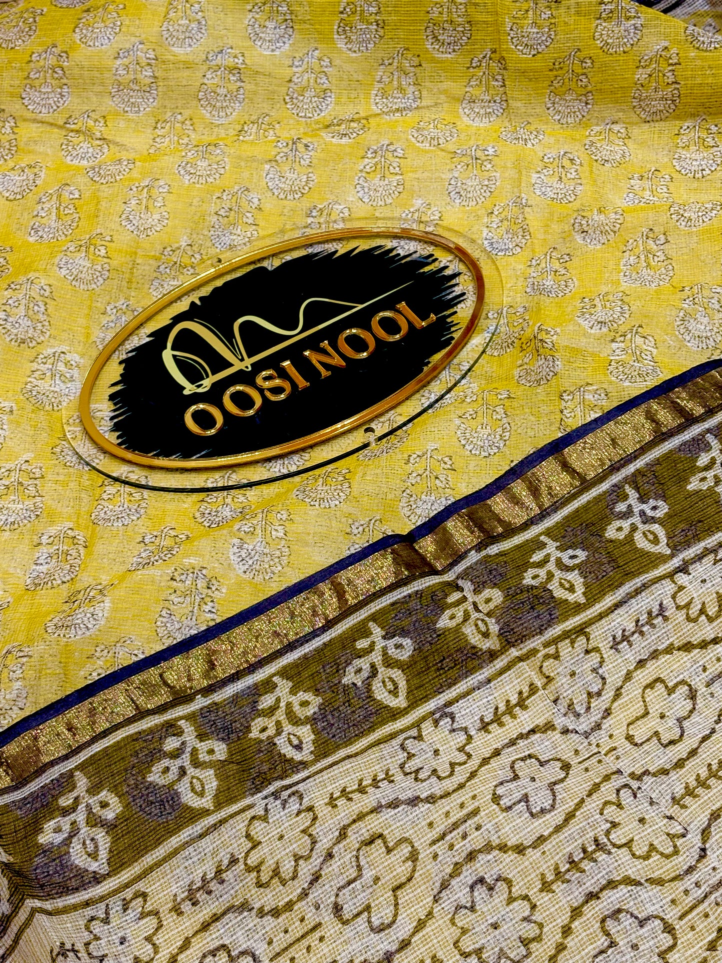 Yellow with Black Border Kota Cotton Saree