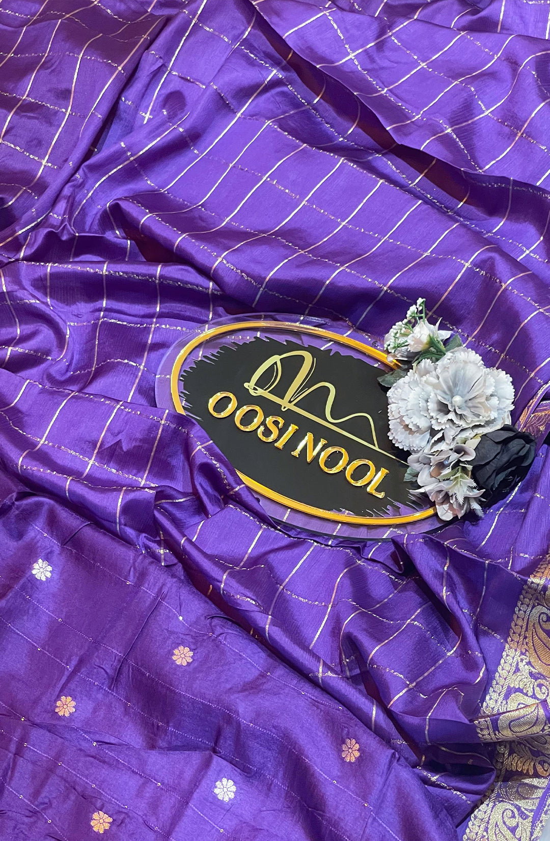 Dark Purple Viscose Chinon Saree