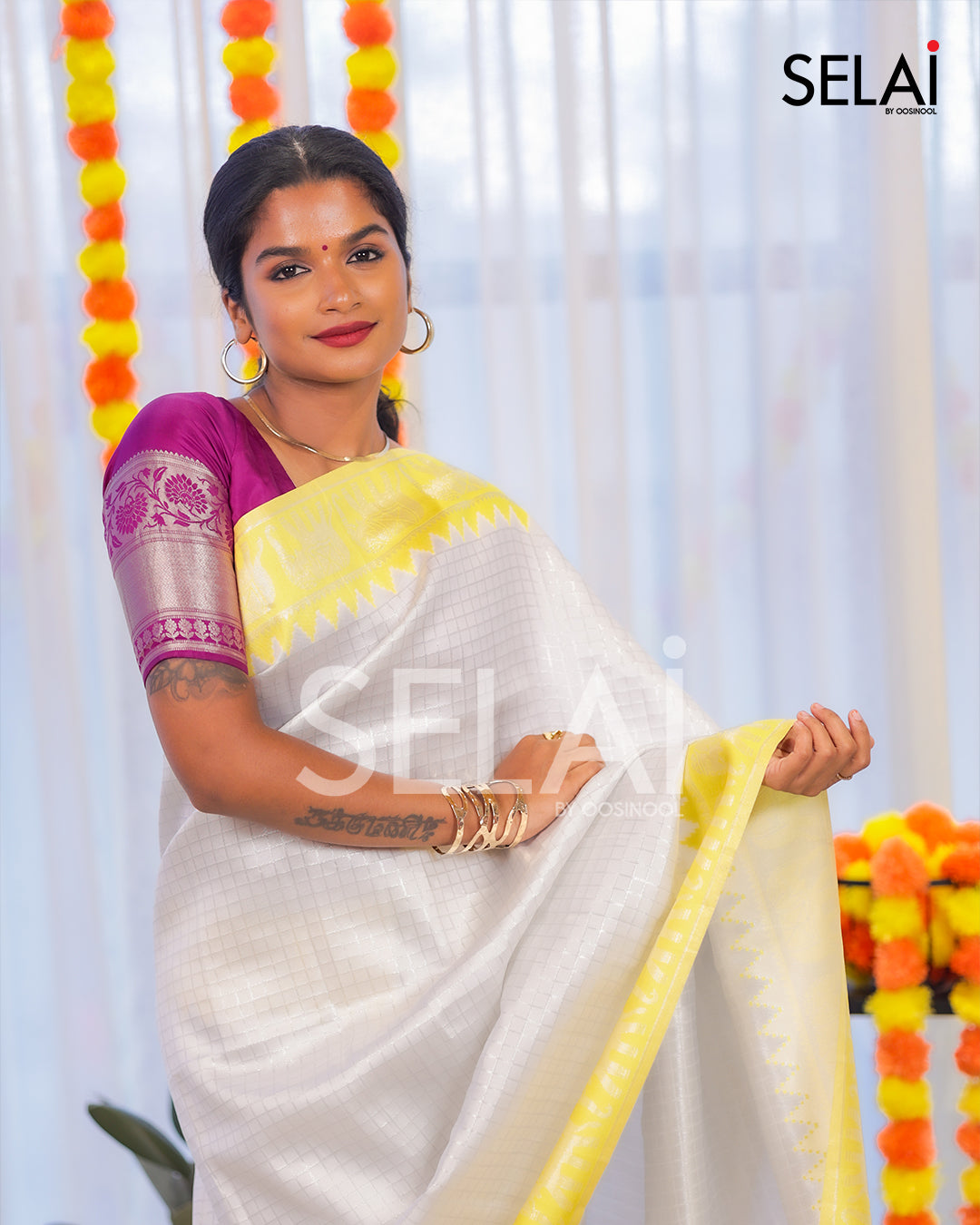 Elephant zari saree (Yellow)