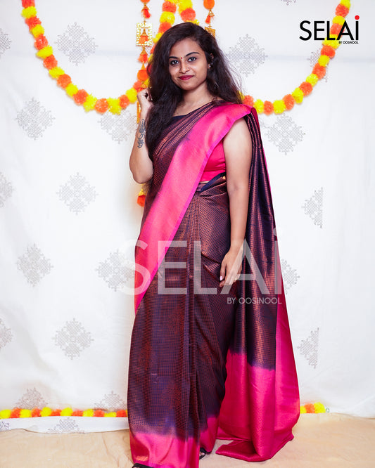 Square Zari Motif Semi-Silk Saree