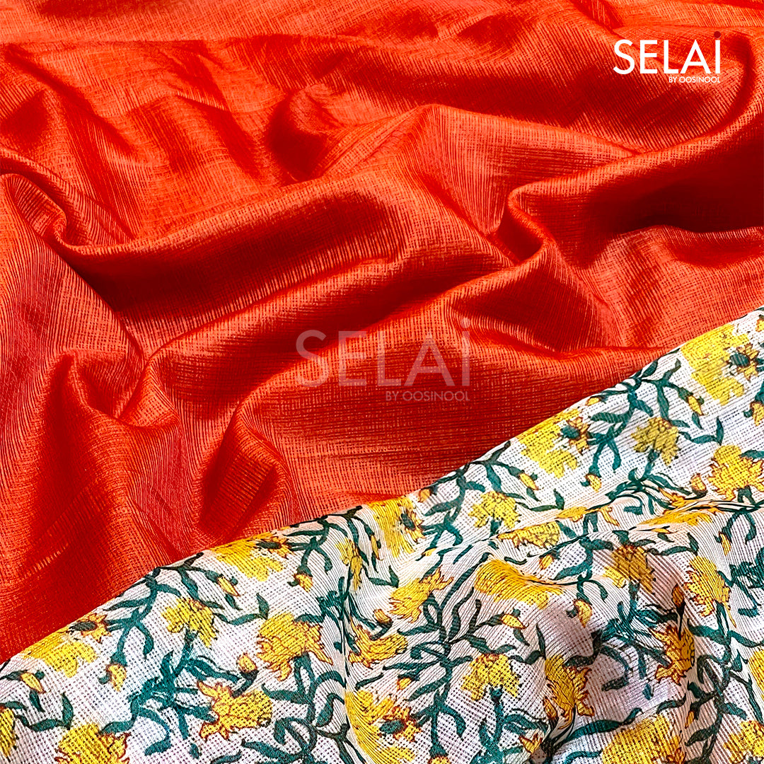 Kota Cotton Saree (Orange)