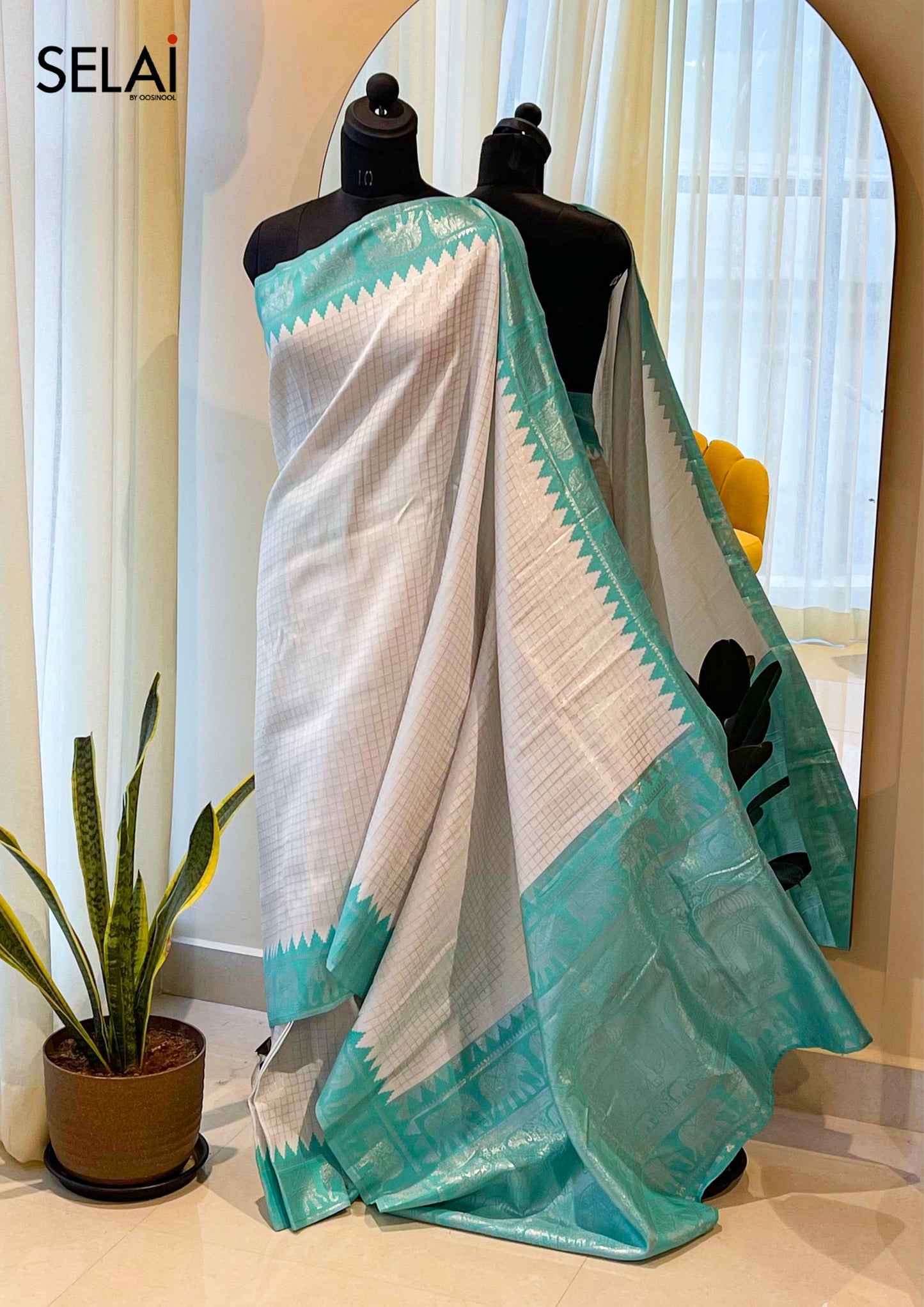 Elephant zari saree (Blue)