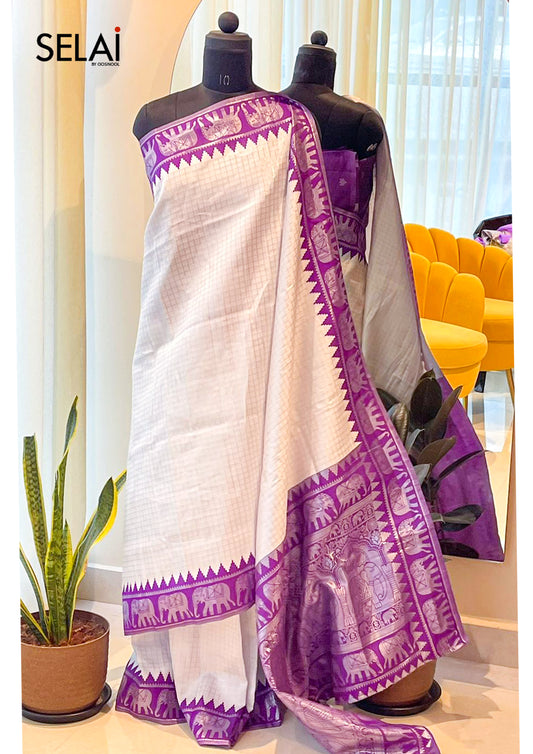 Elephant zari saree (Purple)