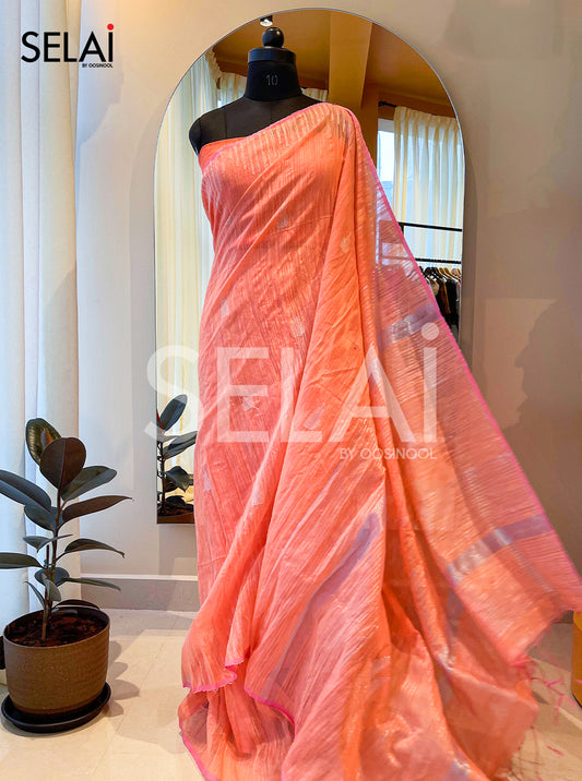 Gopuram Cotton Saree (Orange)