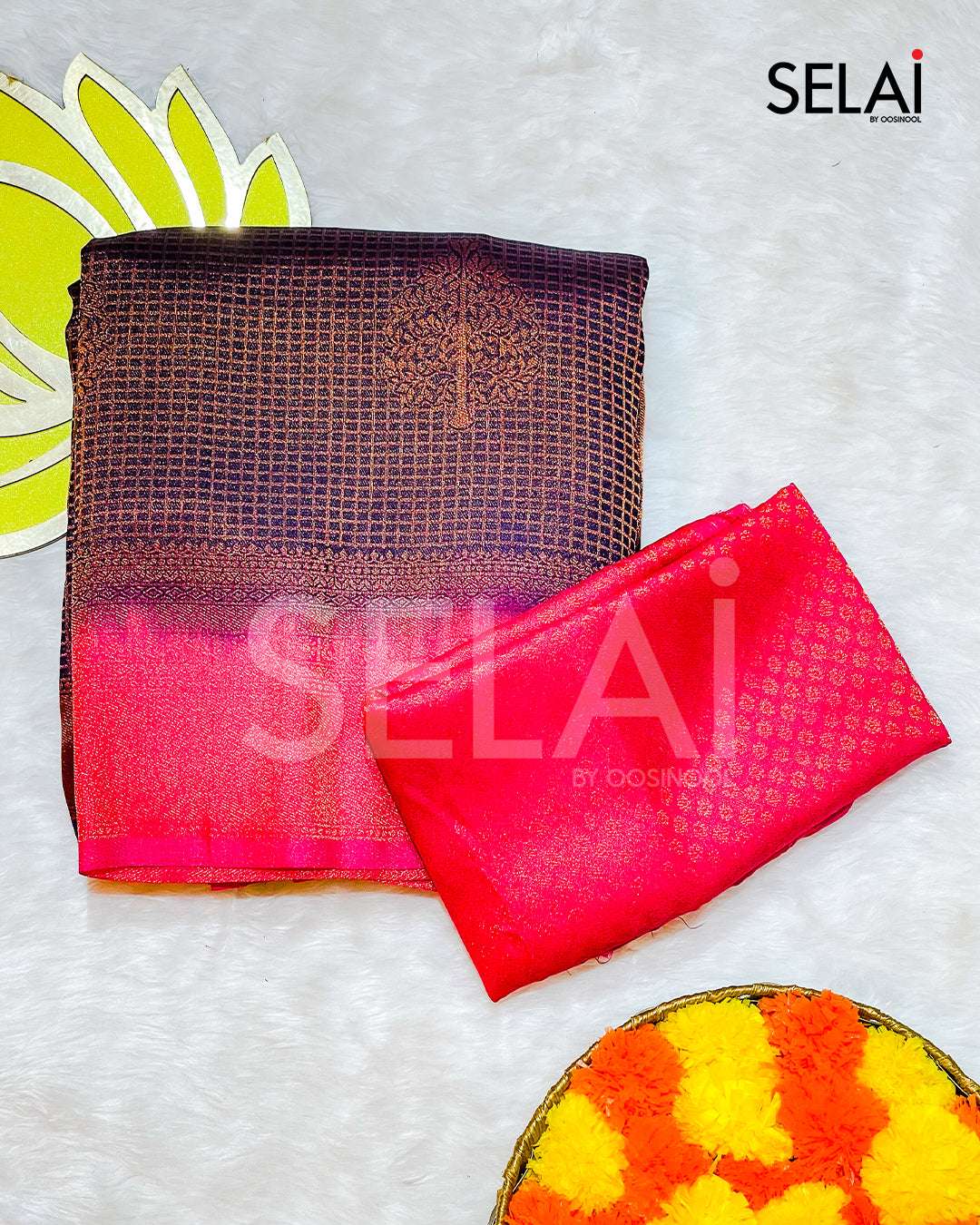 Square Zari Motif Semi-Silk Saree