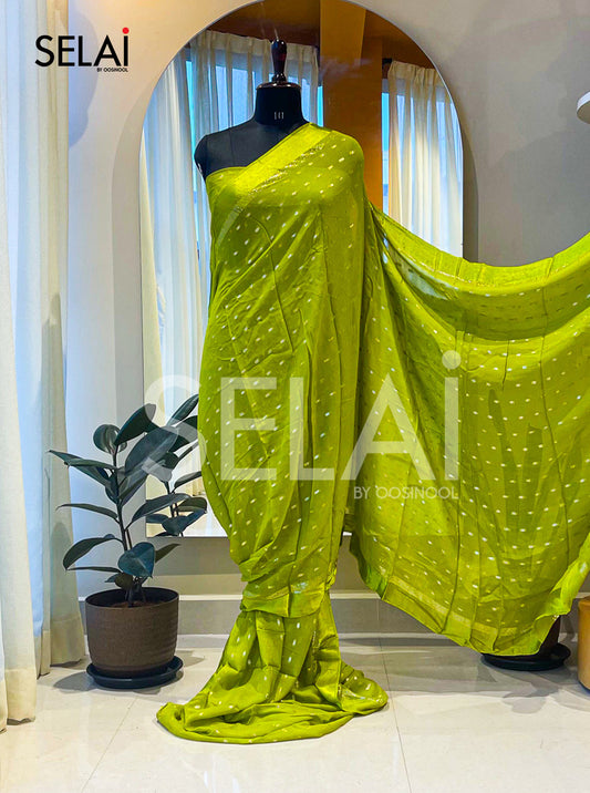 Viscose Georgette with Silk Buttas (Green)