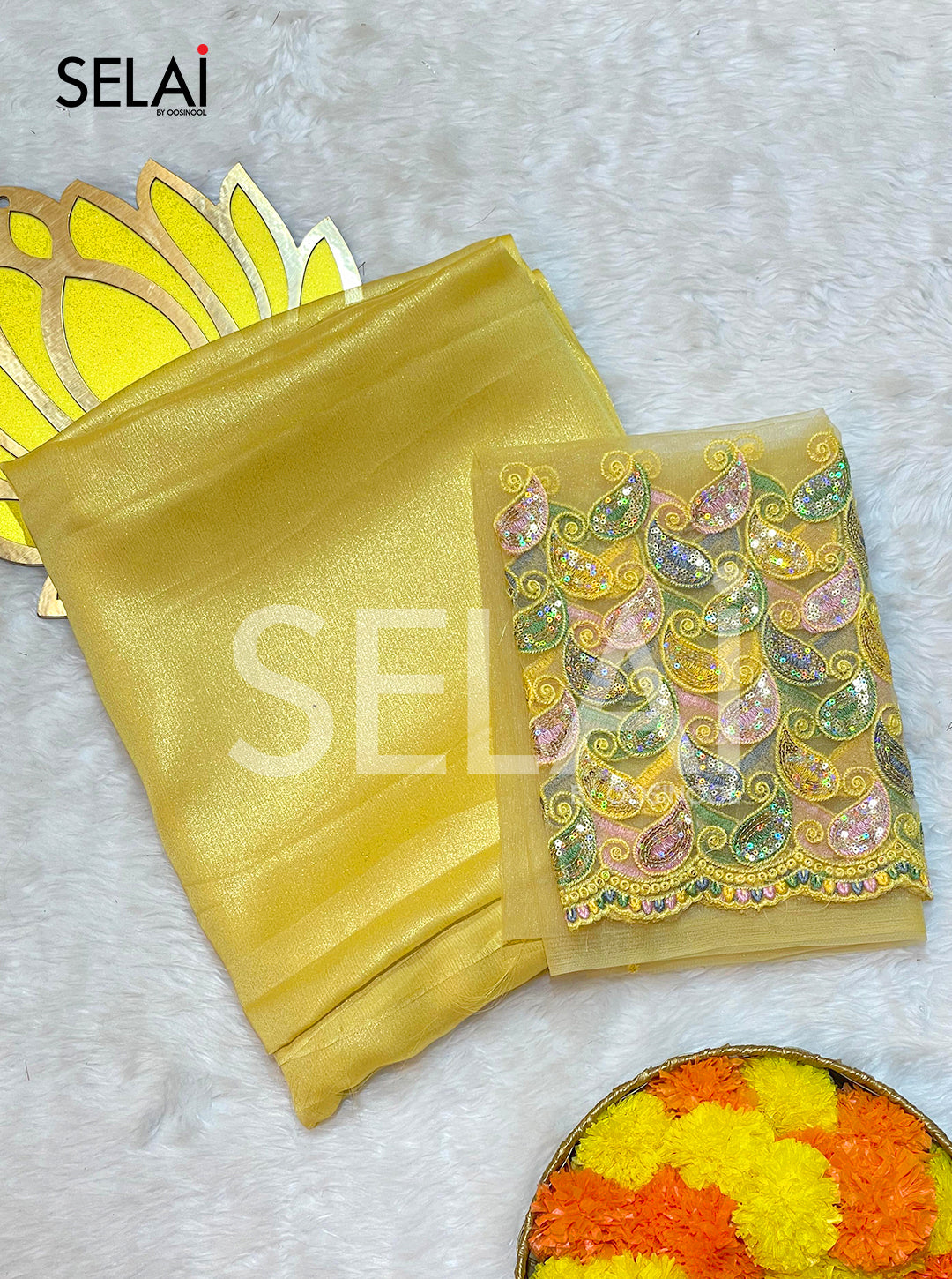 Shimmer Georgette Saree (Yellow)