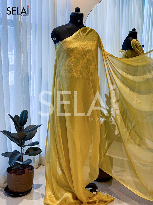 Shimmer Georgette Saree (Yellow)