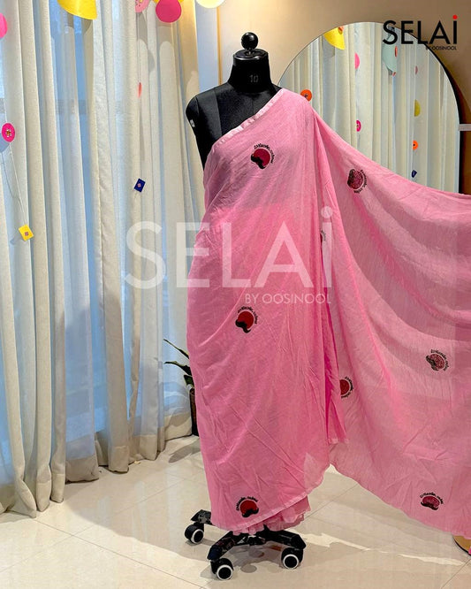 Nerkonda Paarvai Khadi Cotton Saree (Pink)