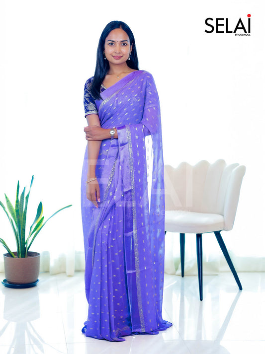 Viscose Georgette with Silk Buttas (Lavender)