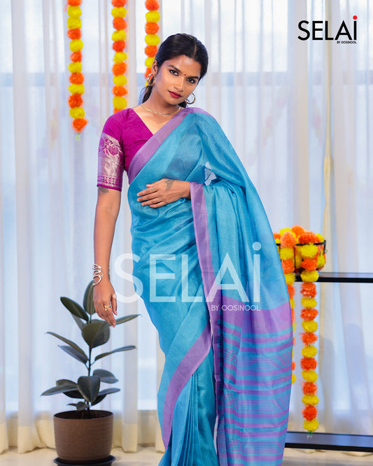 Kota Cotton Saree (Blue)