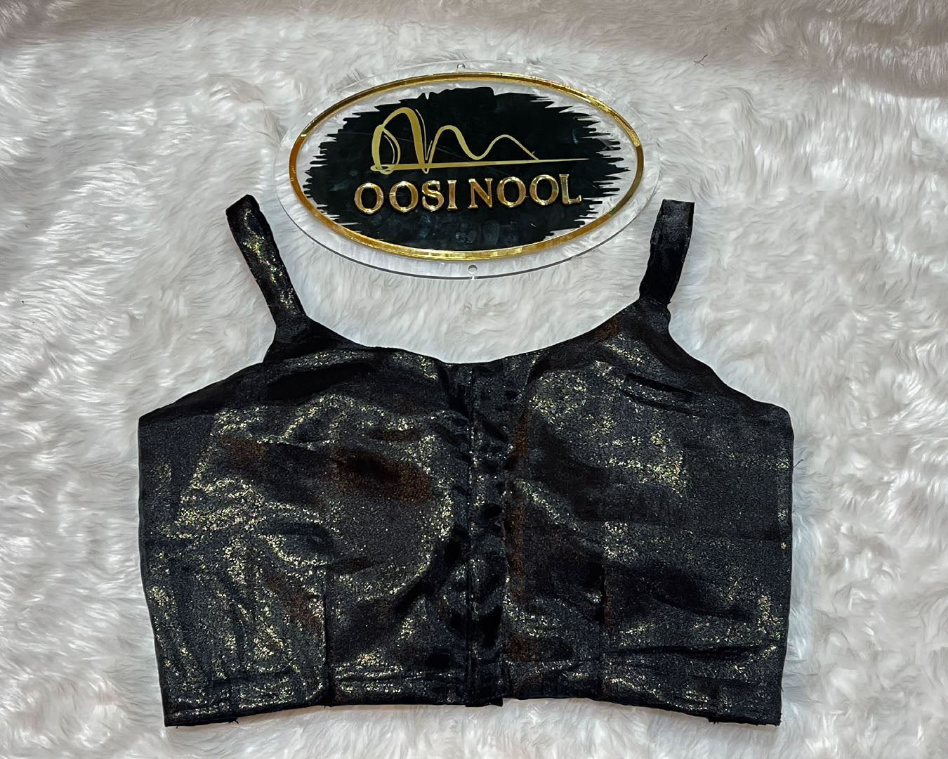 Black Sleeveless Shimmer Georgette Blouse (Padded)