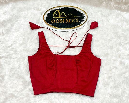 Red Sleeveless Silk Cotton (Princess Cut)