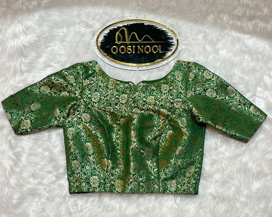 Green Banarasi Blouse (Princess Cut)