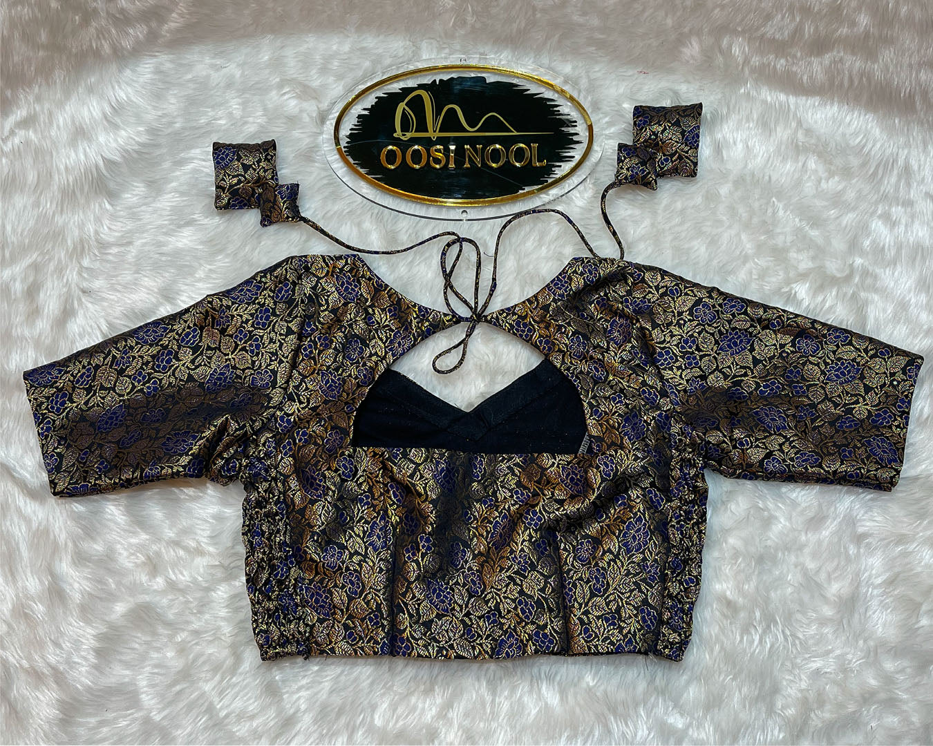Black and Gold Banarasi Blouse (Princess Cut)