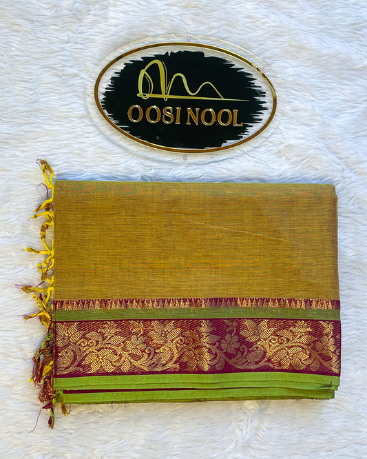 Chettinad Cotton Saree (Mustard Green)