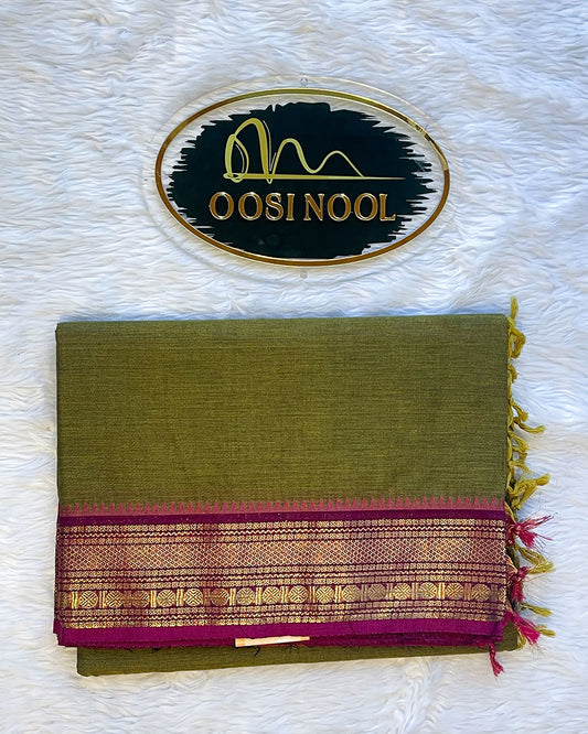 Chettinad Cotton Saree (Olive Green)
