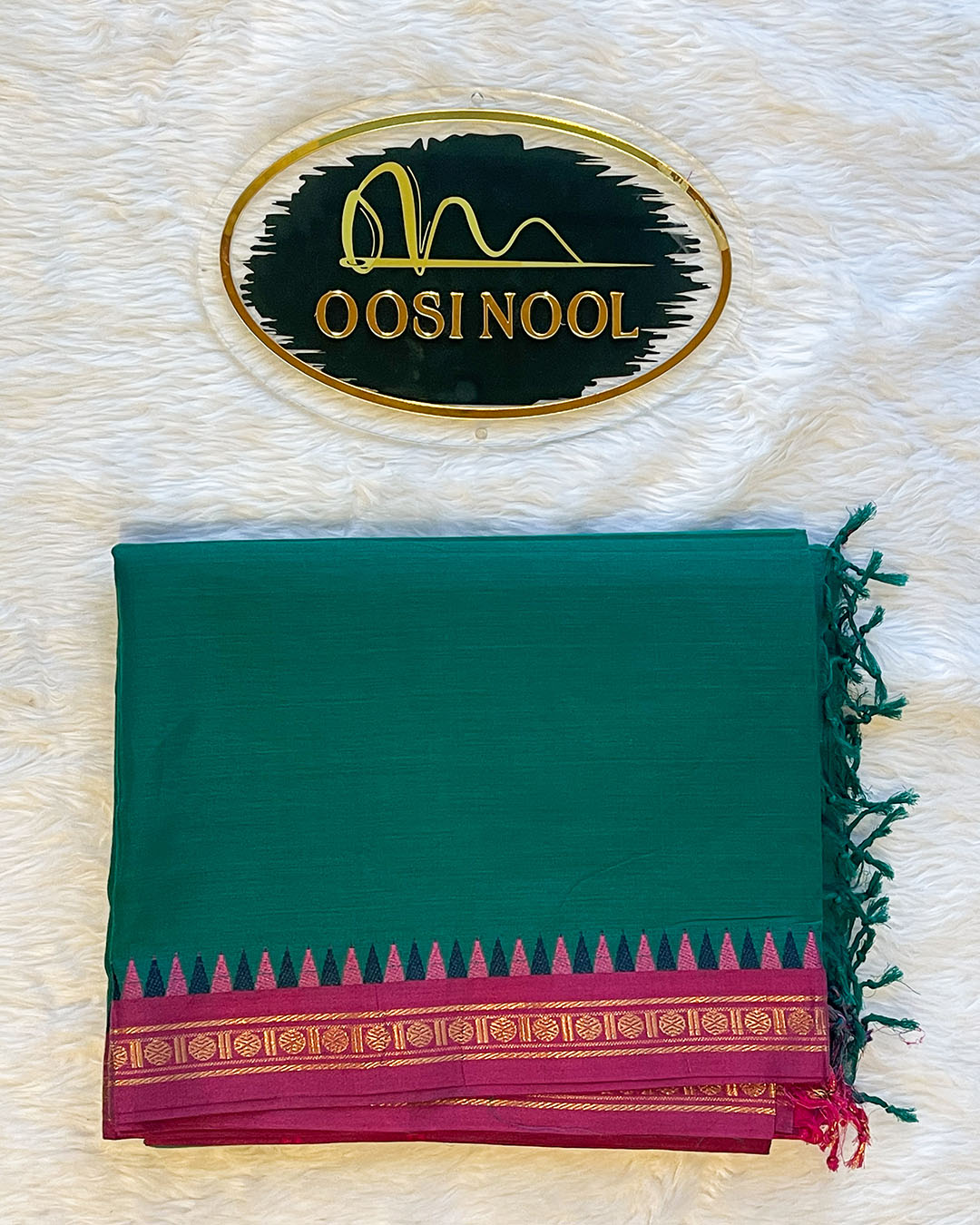 Chettinad Cotton Saree (Deep Green)