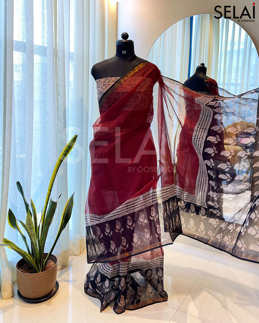 Kota Cotton Saree (Maroon)