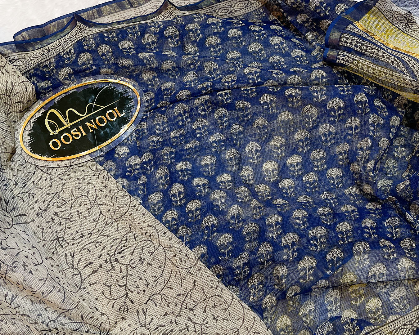 Kota Cotton Saree (Deep Navy)