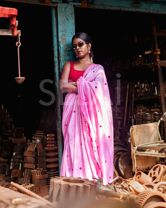 Nimirndha Nannadai Khadi Cotton Saree (Light Pink)