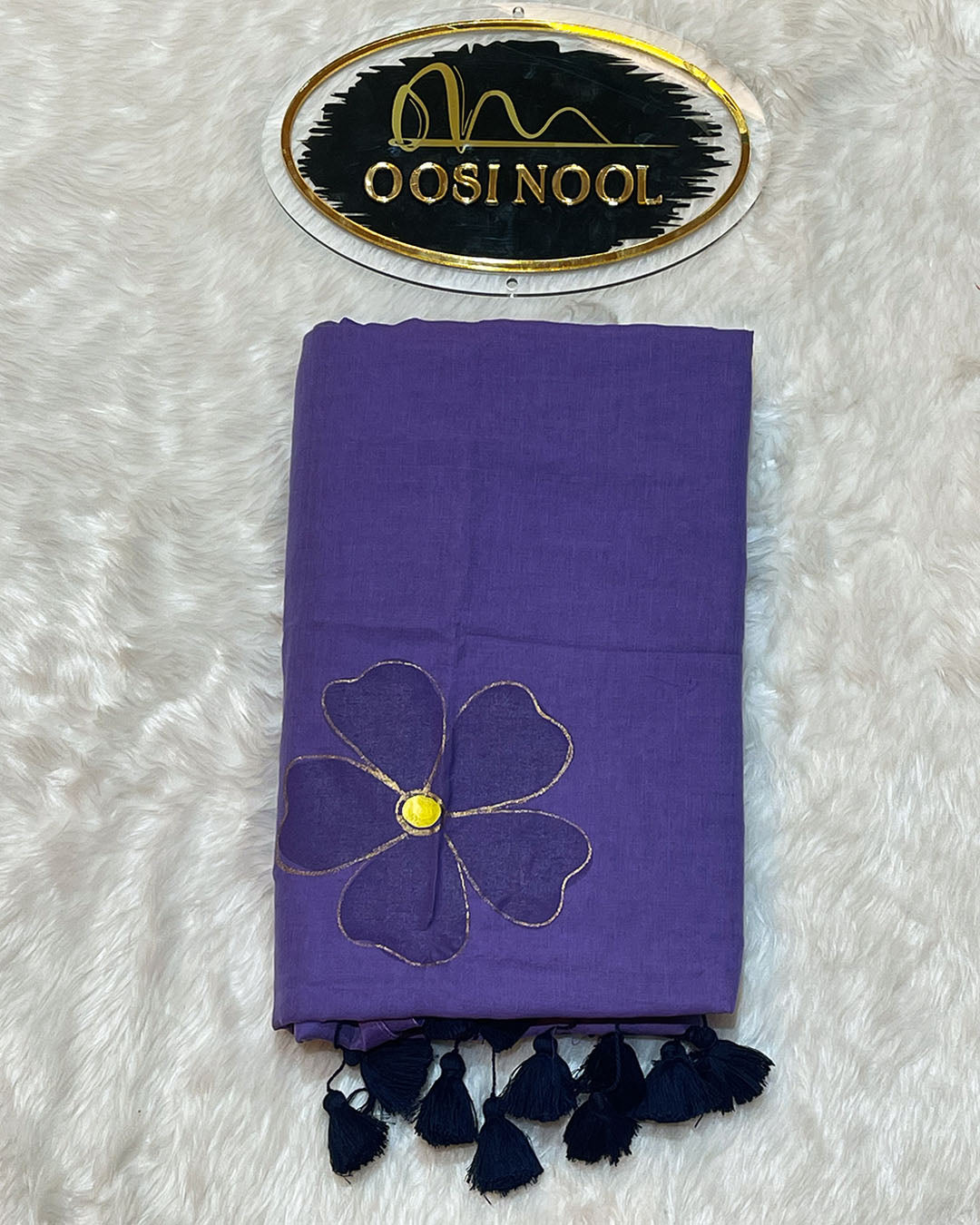 Floral Mulmul Cotton Saree (Purple)