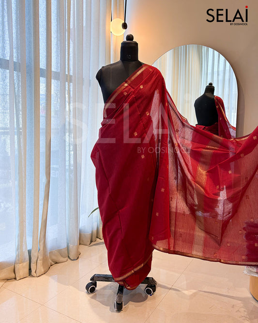 Mangalagiri Cotton Saree (Red)