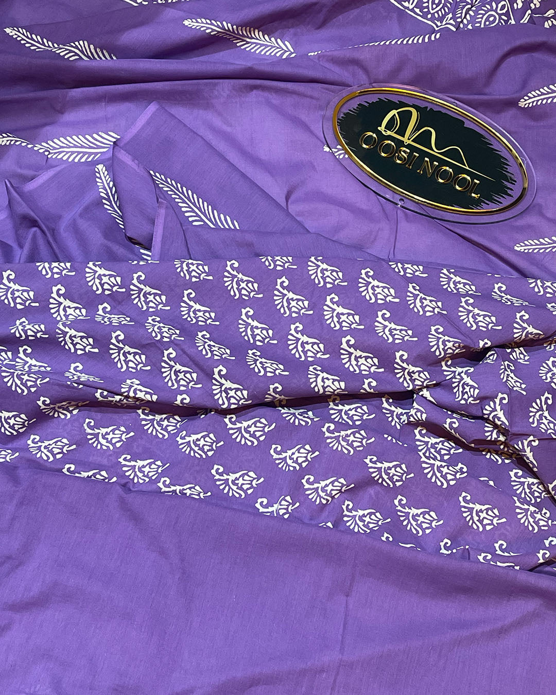 Ajrakh Print Mulmul Cotton Saree (Purple)