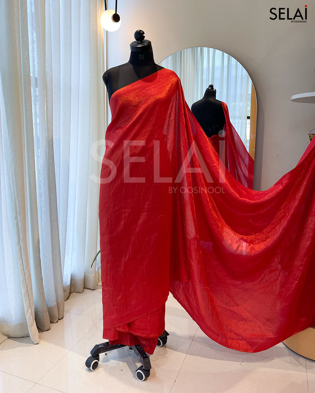 Semi Silk Saree (Orange)