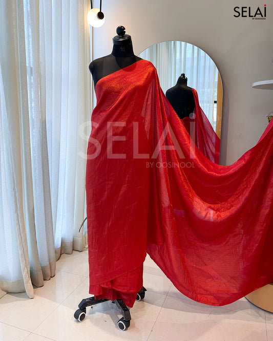 Semi Silk Saree (Orange)
