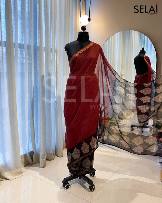 Kota Cotton Saree (Maroon)