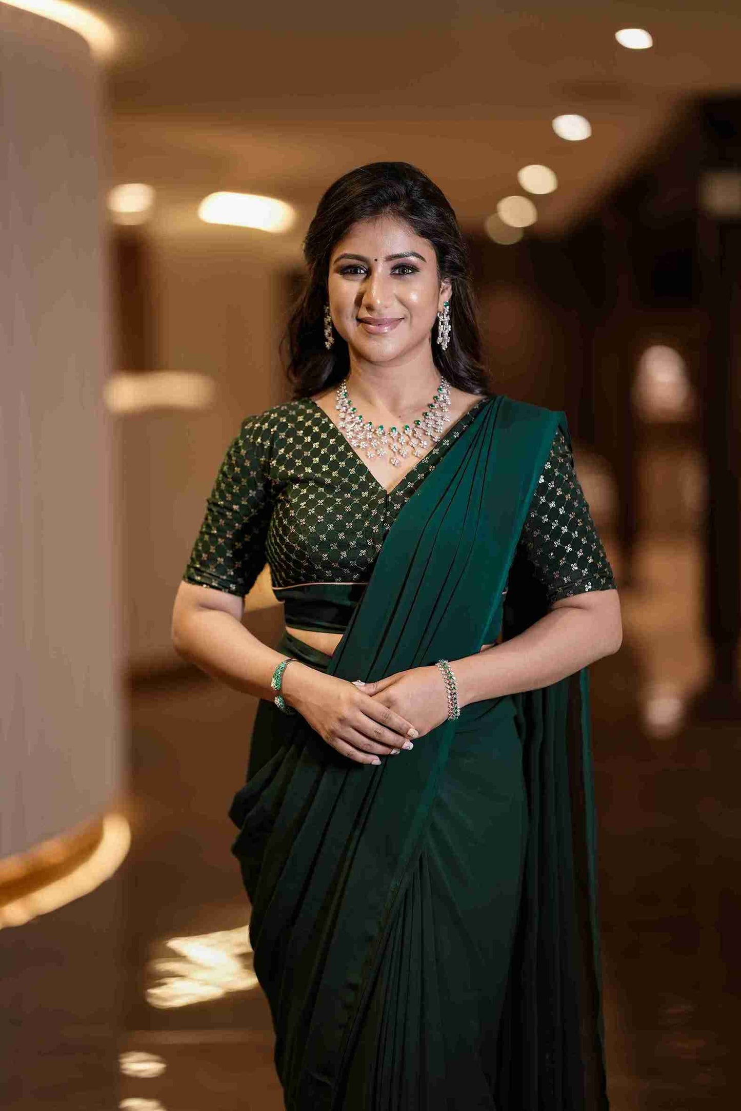 Plain Georgette Saree (Green)