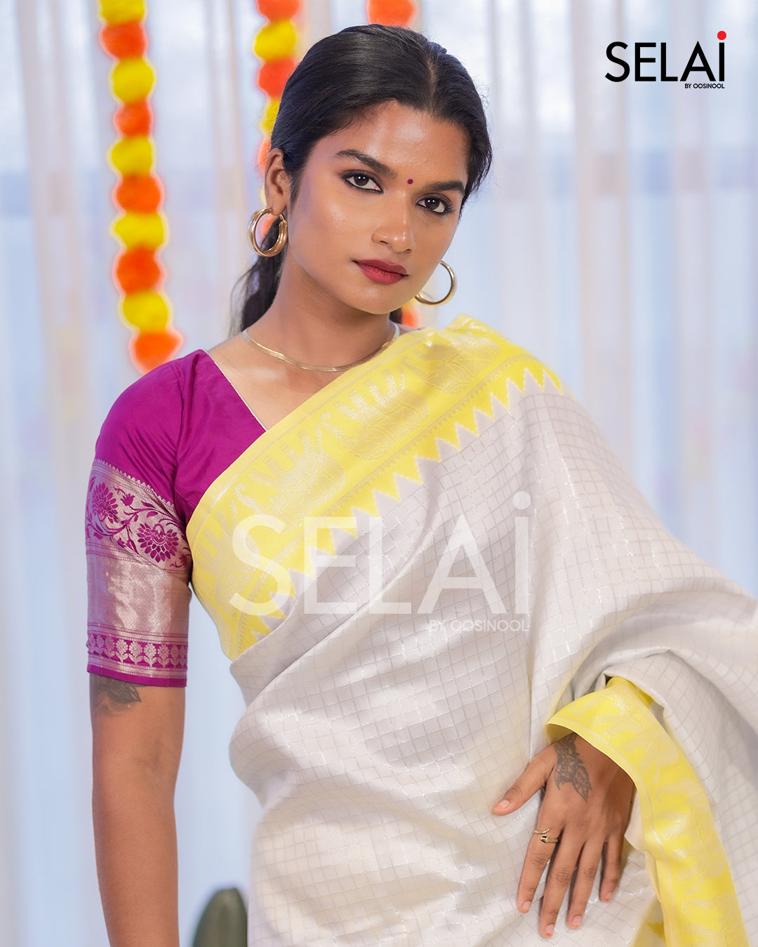 Elephant zari saree (Yellow)