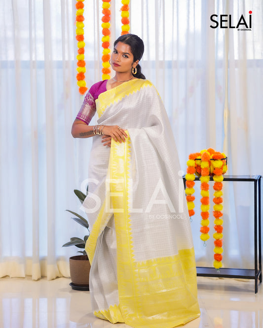 Elephant zari saree (Yellow)