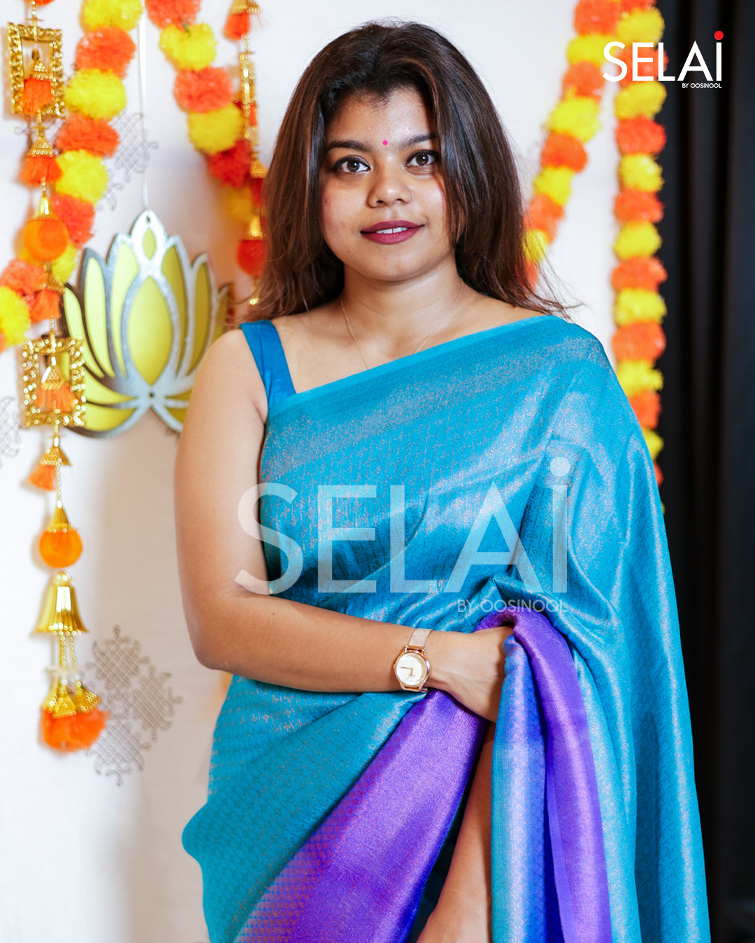 Intricate Zari Semi-Silk Saree (Blue)