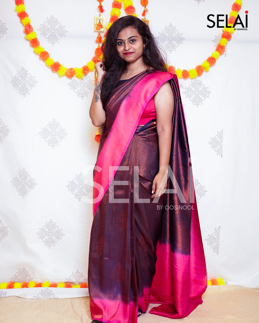 Square Zari Motif Semi-Silk Saree