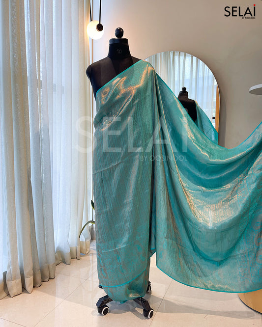 Semi Silk Saree (Turquoise Blue)