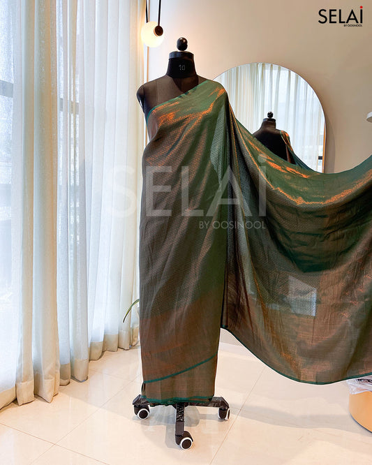 Semi Silk Saree (Dark Green)