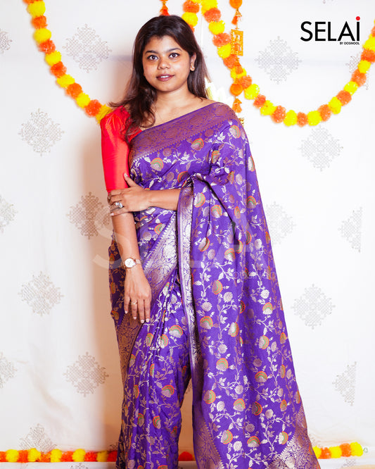 Banarasi Semi Silk (Purple)