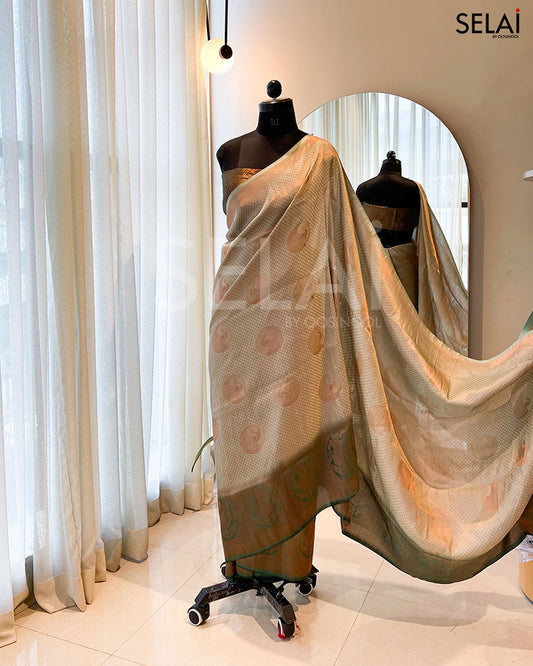 Semi Silk Saree (Green Peacock)